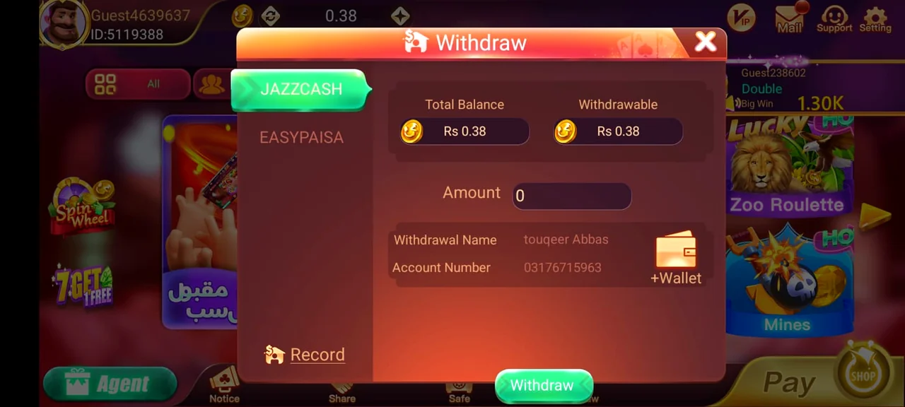 Dragon Tiger Club withdrawal — dragon tiger club withdraw to JazzCash Easypaisa