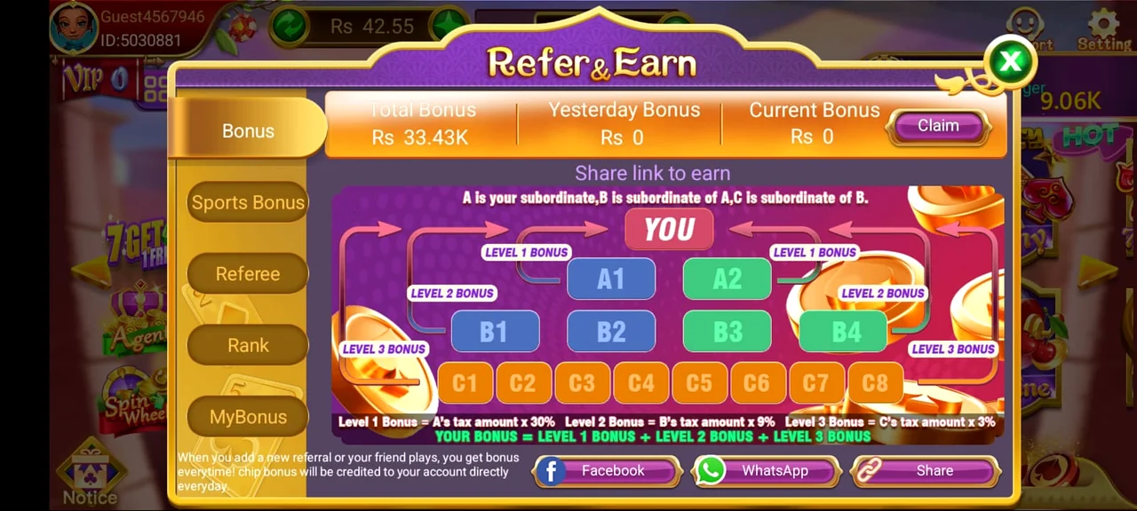 3 Patti Loot Refer & Earn — teen patti loot referral code and invitation bonus levels